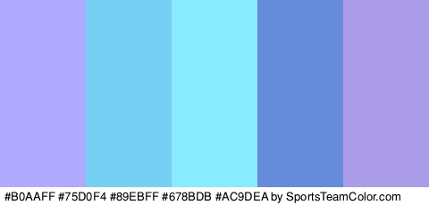 #B0AAFF #75D0F4 #89EBFF #678BDB #AC9DEA Colors