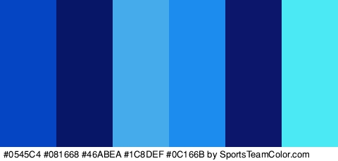 #0545C4 #081668 #46ABEA #1C8DEF #0C166B #4BE9F4 Colors