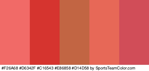 #F26A68 #D6342F #C16543 #E86858 #D14D58 Colors