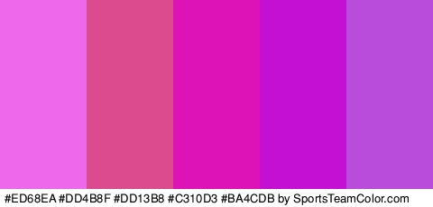 #ED68EA #DD4B8F #DD13B8 #C310D3 #BA4CDB Colors