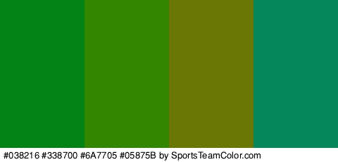 #038216 #338700 #6A7705 #05875B Colors