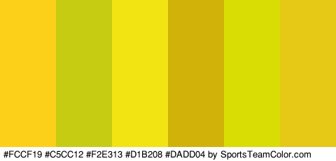 #FCCF19 #C5CC12 #F2E313 #D1B208 #DADD04 #E5C916 Colors