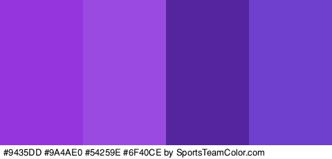 #9435DD #9A4AE0 #54259E #6F40CE Colors