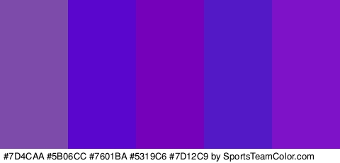 #7D4CAA #5B06CC #7601BA #5319C6 #7D12C9 Colors