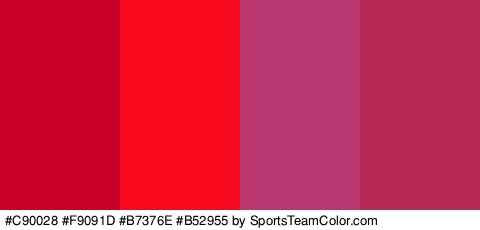 #C90028 #F9091D #B7376E #B52955 Colors