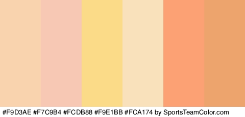 #F9D3AE #F7C9B4 #FCDB88 #F9E1BB #FCA174 #EDA46D Colors