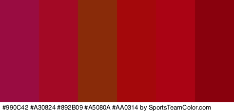 #990C42 #A30824 #892B09 #A5080A #AA0314 #89010C Colors