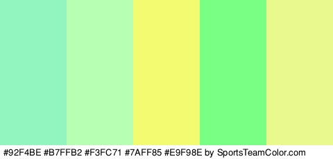 #92F4BE #B7FFB2 #F3FC71 #7AFF85 #E9F98E Colors