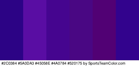 #2C0384 #5A0DA3 #45058E #4A0784 #520175 #32048E Colors