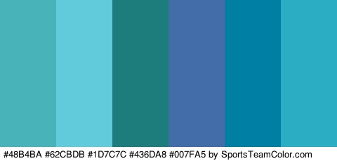 #48B4BA #62CBDB #1D7C7C #436DA8 #007FA5 #2BADC4 Colors