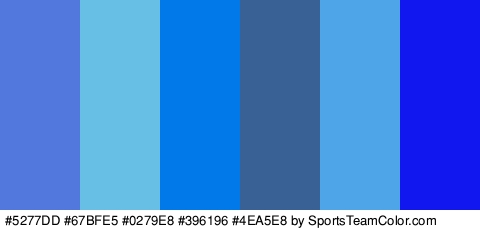 #5277DD #67BFE5 #0279E8 #396196 #4EA5E8 #1018EF Colors