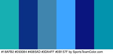 #18AFB2 #093084 #4085AD #3DA4FF #0B157F #0393AD Colors