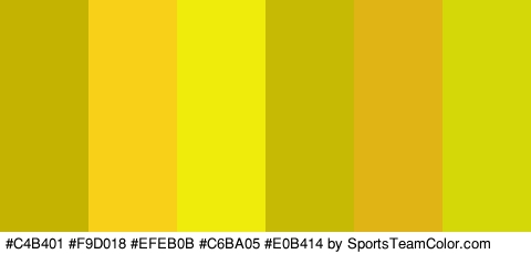 #C4B401 #F9D018 #EFEB0B #C6BA05 #E0B414 #D5D808 Colors