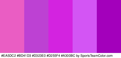 #EA5DC2 #BD41D3 #D323E0 #D255F4 #A300BC Colors