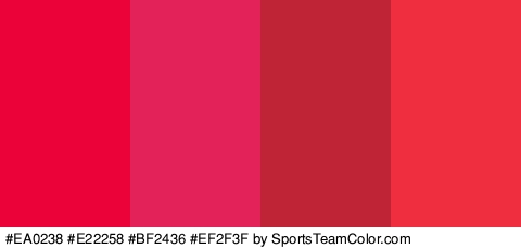 #EA0238 #E22258 #BF2436 #EF2F3F Colors