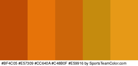 #BF4C05 #E57309 #CC640A #C48B0F #E59916 Colors