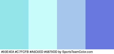 #93E4EA #C7FCFB #A6C6ED #6879DD Colors