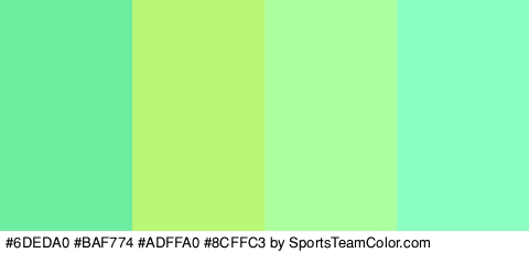 #6DEDA0 #BAF774 #ADFFA0 #8CFFC3 Colors