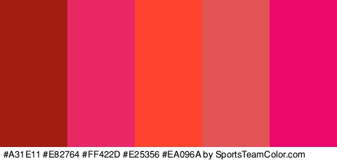 #A31E11 #E82764 #FF422D #E25356 #EA096A Colors