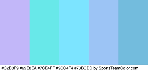 #C2B8F9 #69E8EA #7CE4FF #9CC4F4 #73BCDD Colors