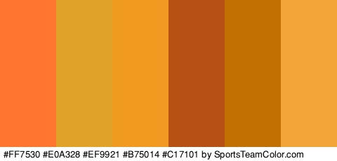 #FF7530 #E0A328 #EF9921 #B75014 #C17101 #F2A437 Colors