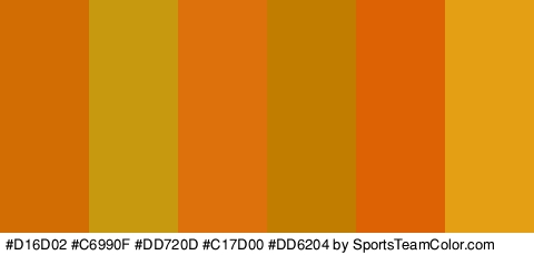 #D16D02 #C6990F #DD720D #C17D00 #DD6204 #E59F14 Colors