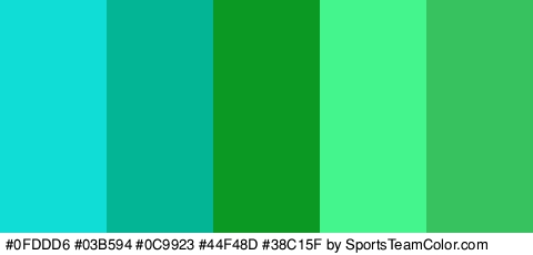 #0FDDD6 #03B594 #0C9923 #44F48D #38C15F Colors