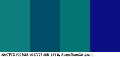 #0A7F7D #025068 #047775 #0B1184 Colors