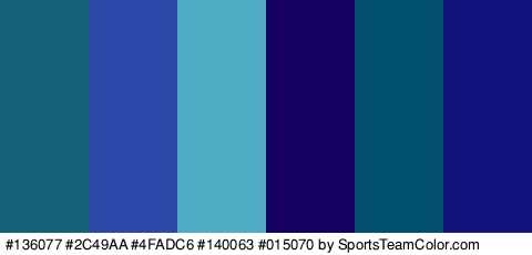 #136077 #2C49AA #4FADC6 #140063 #015070 #14127C Colors