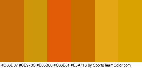 #C66D07 #CE970C #E05B08 #C66E01 #E5A716 #D8A200 Colors