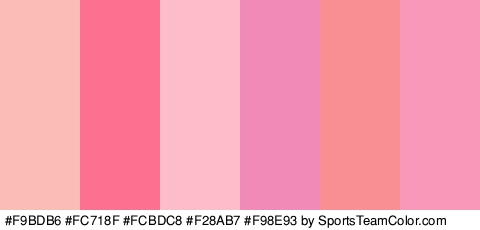 #F9BDB6 #FC718F #FCBDC8 #F28AB7 #F98E93 #F998B8 Colors