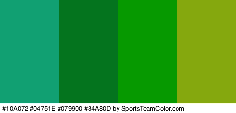 #10A072 #04751E #079900 #84A80D Colors