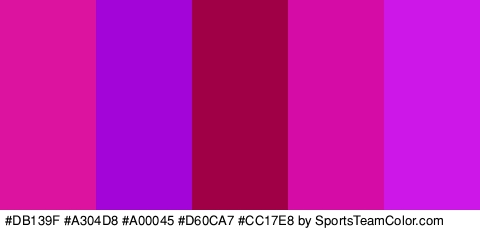 #DB139F #A304D8 #A00045 #D60CA7 #CC17E8 Colors