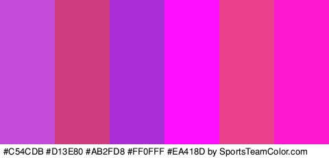 #C54CDB #D13E80 #AB2FD8 #FF0FFF #EA418D #FC19CF Colors