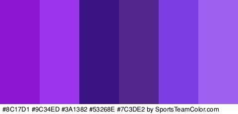 #8C17D1 #9C34ED #3A1382 #53268E #7C3DE2 #9F60F2 Colors