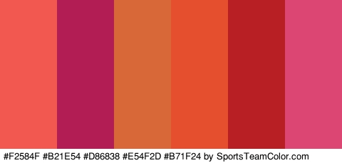 #F2584F #B21E54 #D86838 #E54F2D #B71F24 #DB4672 Colors