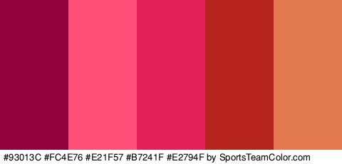 #93013C #FC4E76 #E21F57 #B7241F #E2794F Colors