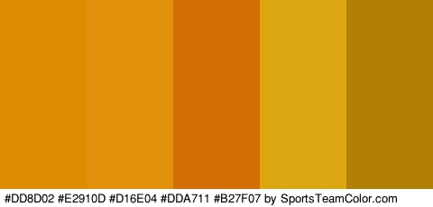 #DD8D02 #E2910D #D16E04 #DDA711 #B27F07 Colors