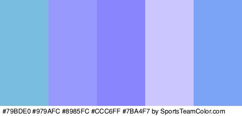 #79BDE0 #979AFC #8985FC #CCC6FF #7BA4F7 Colors