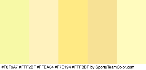 #F8F9A7 #FFF2BF #FFEA84 #F7E194 #FFFBBF Colors