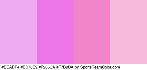 #EEABF4 #ED76E9 #F285CA #F7B9DA Colors