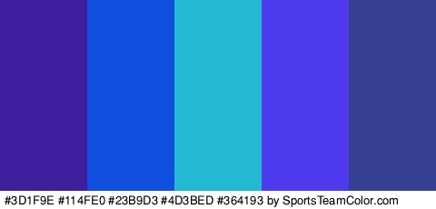 #3D1F9E #114FE0 #23B9D3 #4D3BED #364193 Colors