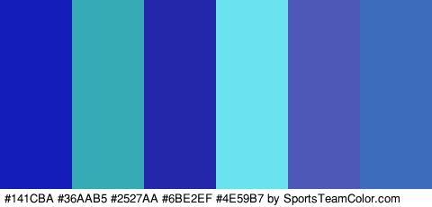 #141CBA #36AAB5 #2527AA #6BE2EF #4E59B7 #3E6CBC Colors