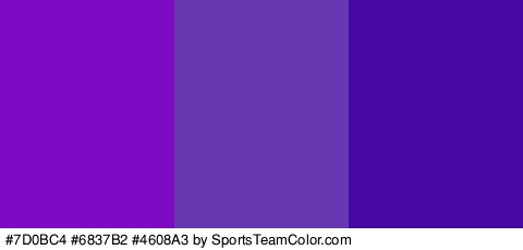 #7D0BC4 #6837B2 #4608A3 Colors