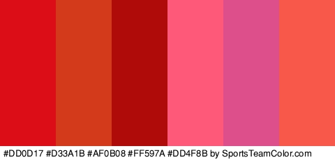 #DD0D17 #D33A1B #AF0B08 #FF597A #DD4F8B #F7584A Colors