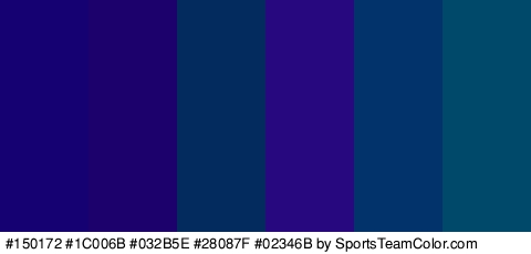 #150172 #1C006B #032B5E #28087F #02346B #00496B Colors