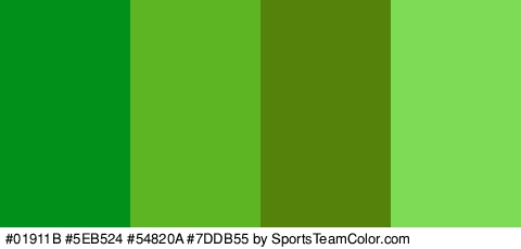 #01911B #5EB524 #54820A #7DDB55 Colors