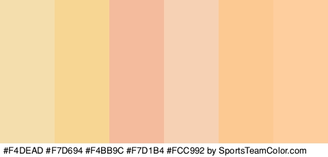 #F4DEAD #F7D694 #F4BB9C #F7D1B4 #FCC992 #FFCE9E Colors