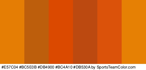 #E57C04 #BC5E0B #DB4900 #BC4A10 #DB530A #E58004 Colors