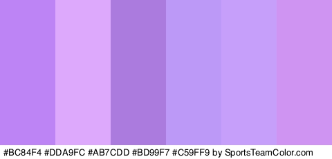 #BC84F4 #DDA9FC #AB7CDD #BD99F7 #C59FF9 #CF93F2 Colors